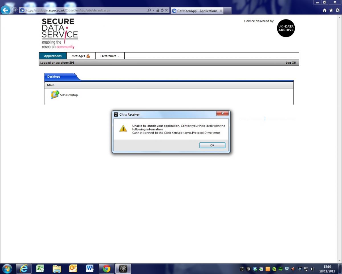 citrix desktop software error status 1030